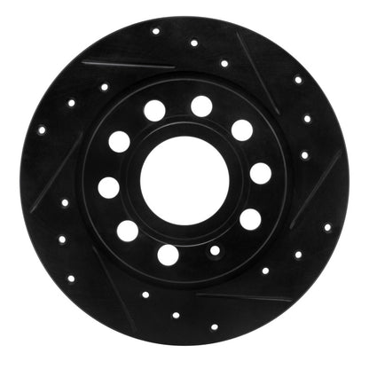 R1 Concepts R1 10-19 Audi A3 Rear Right Drilled & Slotted Black Brake Rotor