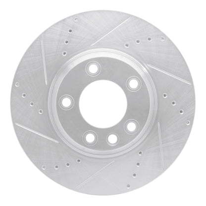 R1 Concepts R1 03-15 Audi Q7 Right Front Drilled & Slotted Silver Brake Rotor