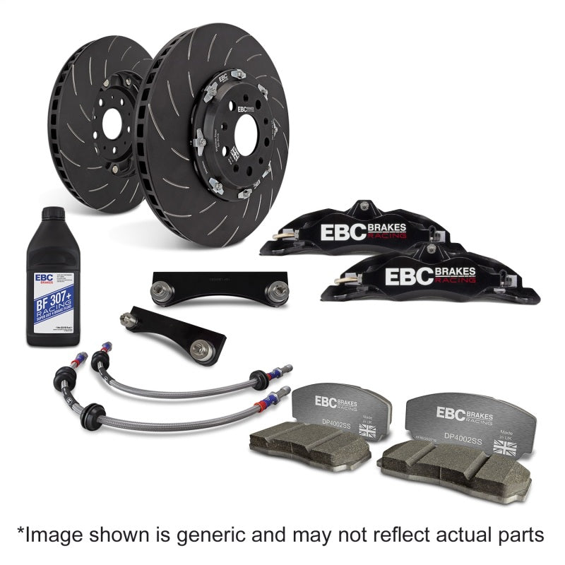 EBC Racing 15-17 Ford Fiesta (Mk7) Black Apollo-4 Calipers 300mm Rotors Front Big Brake Kit