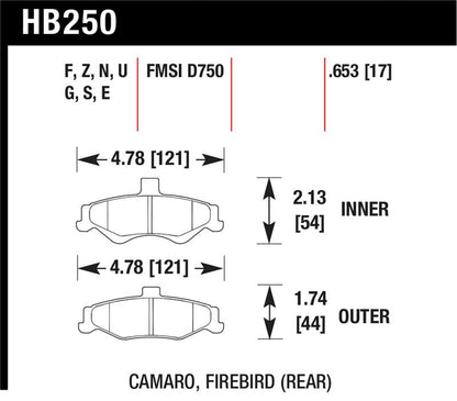 Hawk Performance Hawk 98-02 Chevrolet Camaro 5.7L/3.8L / 98-02 Pontiac Firebird 5.7L/3.8L  HPS Street Rear Brake Pads
