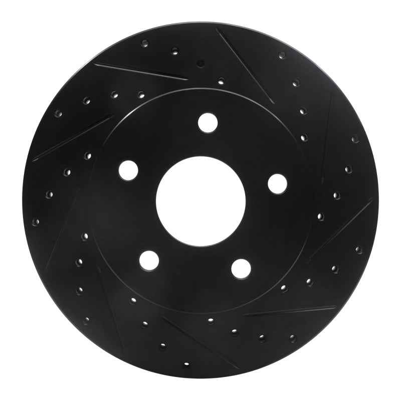 R1 Concepts R1 99-04 Jeep Grand Cherokee Front Right Drilled & Slotted Black Brake Rotor