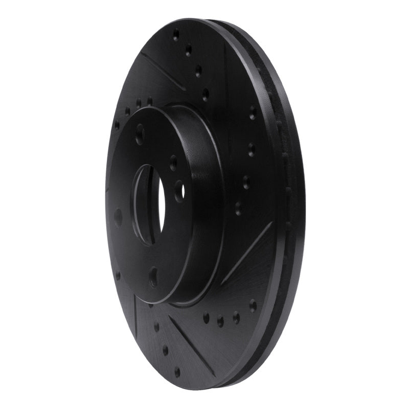 R1 Concepts R1 90-03 Ford Escort Front Right Drilled & Slotted Black Brake Rotor
