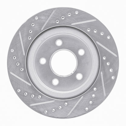 R1 Concepts R1 05-14 Ford Mustang Rear Right Drilled & Slotted Silver Brake Rotor