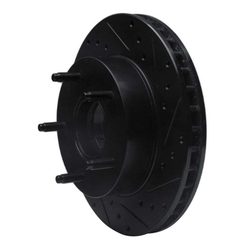 R1 Concepts R1 86-88 Ford Bronco Front Right Drilled & Slotted Black Brake Rotor