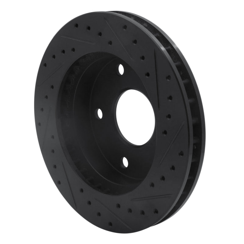 R1 Concepts R1 94-99 Dodge Ramcharger (Mexico) Front Left Drilled & Slotted Black Brake Rotor
