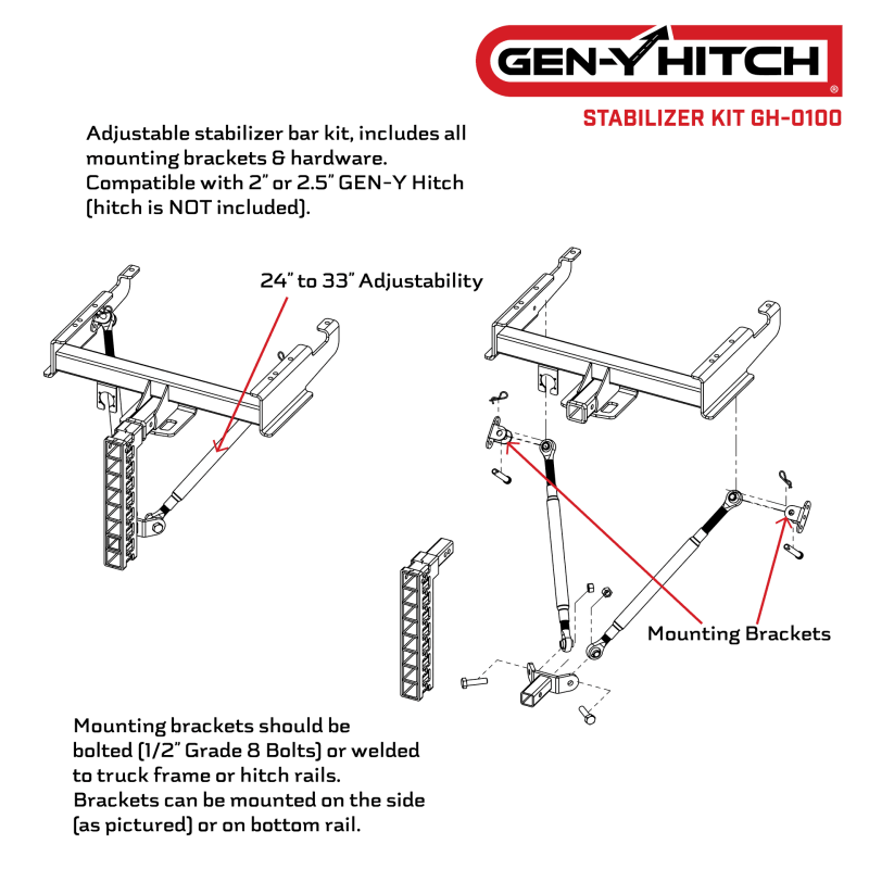 GEN-Y Hitch Gen-Y 2.5in Stabilizer Kit for 32K Hitches