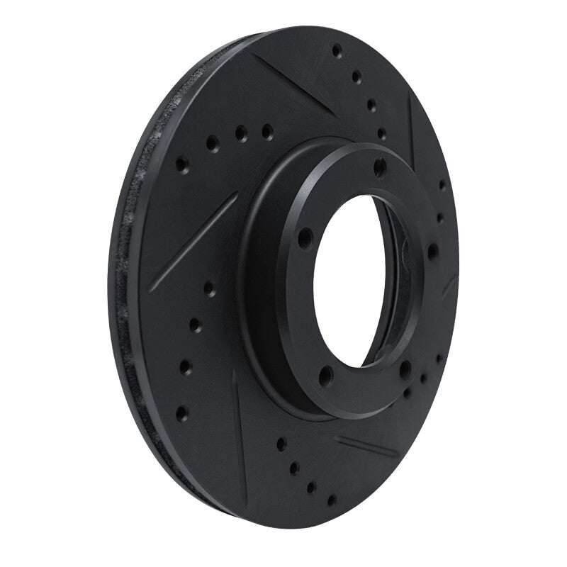 R1 Concepts R1 84-95 Toyota Pickup Front Right Drilled & Slotted Black Brake Rotor