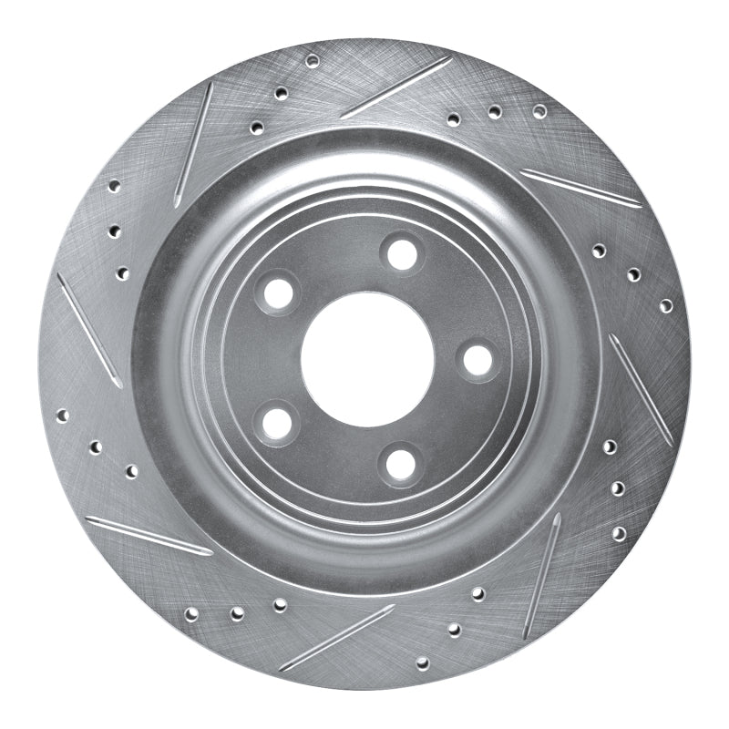 R1 Concepts R1 2006-2015 Jaguar XJ Rear Left Drilled & Slotted Silver Brake Rotor
