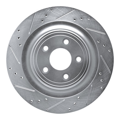 R1 Concepts R1 2006-2015 Jaguar XJ Rear Left Drilled & Slotted Silver Brake Rotor