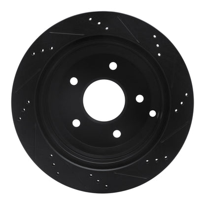 R1 Concepts R1 05-06 Pontiac GTO Rear Left Drilled & Slotted Black Brake Rotor