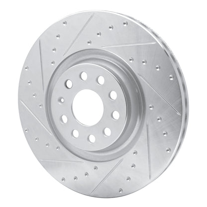 R1 Concepts R1 2012-2025 Audi S3 (USA/Canada) Front Left Drilled & Slotted Silver Brake Rotor