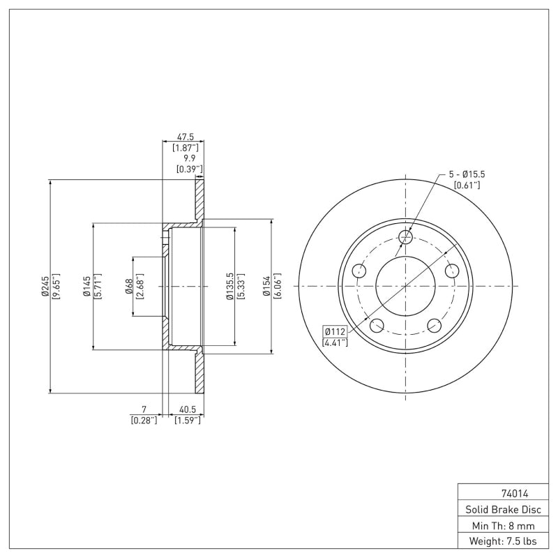 DFC 96-05 Audi A4 Quattro Rear Brake Rotor