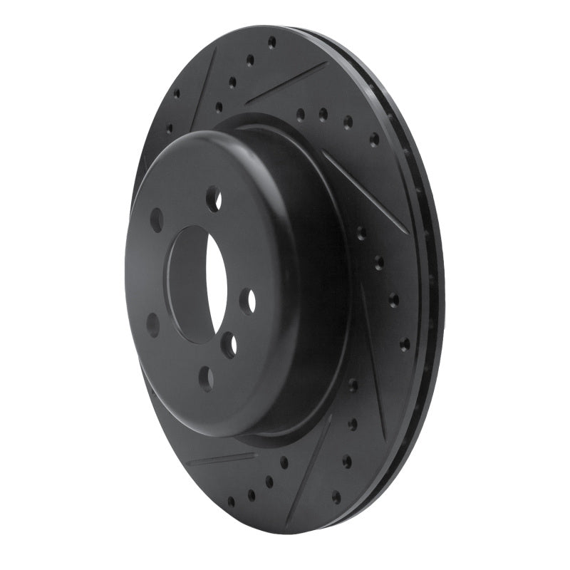 R1 Concepts R1 11-16 BMW 535I Rear Left Drilled & Slotted Black Brake Rotor
