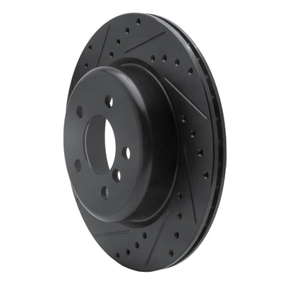 R1 Concepts R1 11-16 BMW 535I Rear Left Drilled & Slotted Black Brake Rotor