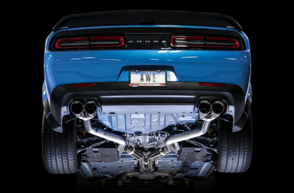 AWE Tuning 2015+ Dodge Challenger 6.4L/6.2L SC Track Edition Exhaust - Quad Chrome Silver Tips