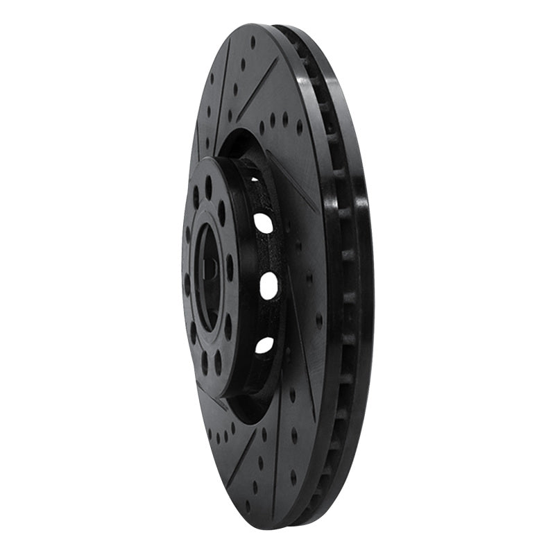 R1 Concepts R1 97-06 Audi A6 (USA/Canada) Front Left Drilled & Slotted Black Brake Rotor