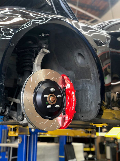 UNPLUGGED PERFORMANCE UP-M3MY-317-4.1 FRONT BIG BRAKE 6 PISTON KIT, UP X PFC 394MM IRON ROTORS, RACE PADS FOR TESLA MODEL 3 / Y