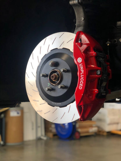 UNPLUGGED PERFORMANCE UP-M3MY-317-3.1 FRONT BIG BRAKE 6 PISTON KIT, UP X PFC 394MM IRON ROTORS, STREET PADS FOR TESLA MODEL 3 / Y
