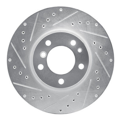 R1 Concepts R1 93-97 BMW 850CI Front Left Drilled & Slotted Silver Brake Rotor