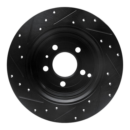 R1 Concepts R1 96-04 Volvo C70 Rear Right Drilled & Slotted Black Brake Rotor