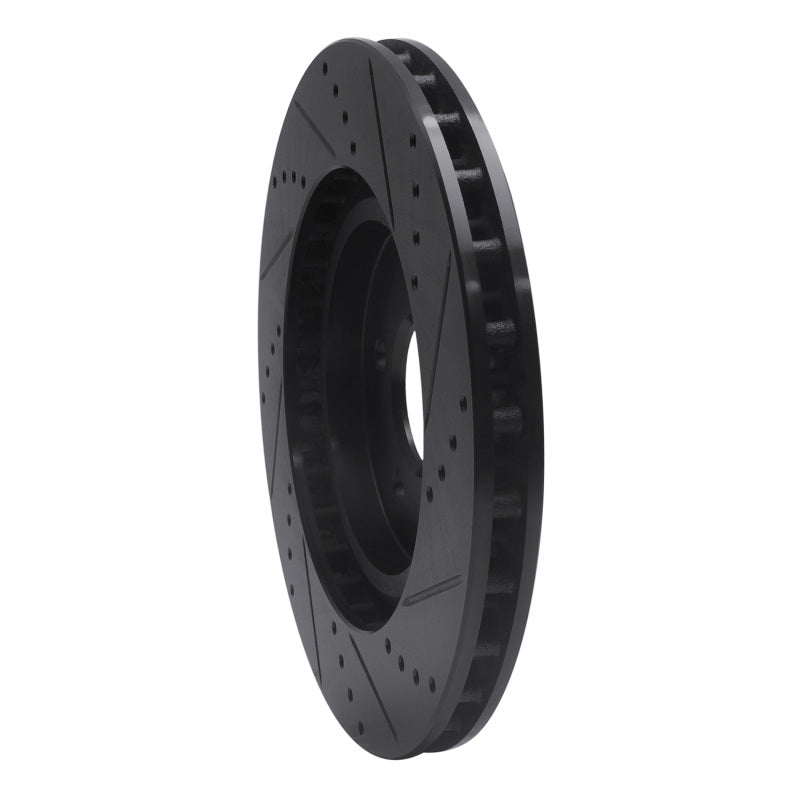 R1 Concepts R1 94-04 Ford Mustang Front Left Drilled & Slotted Black Brake Rotor