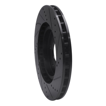 R1 Concepts R1 94-04 Ford Mustang Front Left Drilled & Slotted Black Brake Rotor