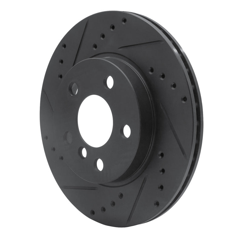 R1 Concepts R1 14-21 BMW i3 Front Left Drilled & Slotted Black Brake Rotor