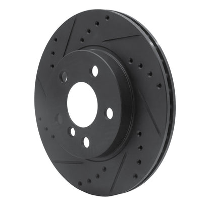 R1 Concepts R1 14-21 BMW i3 Front Left Drilled & Slotted Black Brake Rotor