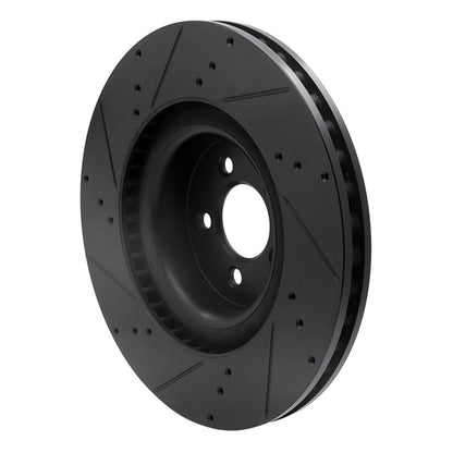 R1 Concepts R1 15-23 Ford Mustang Front Right Drilled & Slotted Black Brake Rotor