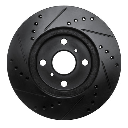 R1 Concepts R1 01-03 Toyota Prius Front Right Drilled & Slotted Black Brake Rotor