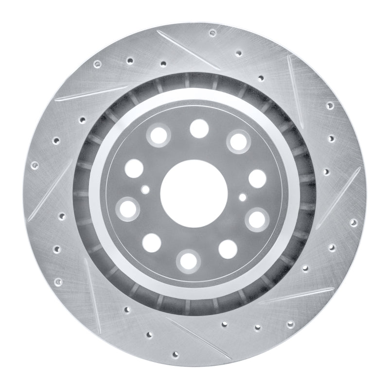 R1 Concepts R1 07-17 Lexus LS460 Right Rear Drilled & Slotted Silver Brake Rotor