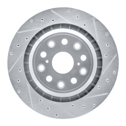 R1 Concepts R1 07-17 Lexus LS460 Right Rear Drilled & Slotted Silver Brake Rotor
