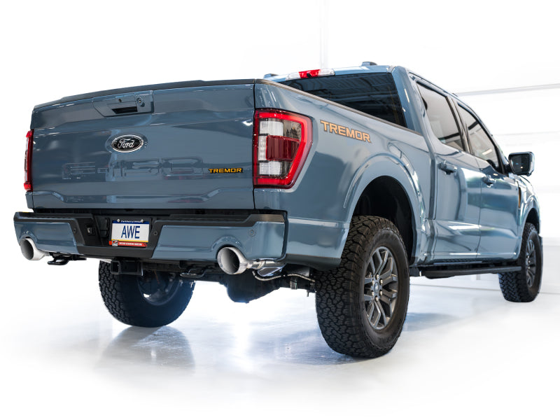 AWE Tuning 2021+ Ford F150 Tremor w/ Bumper Cutouts 0FG Non-Resonated Cat-Back w/ Chrome Silver Tips