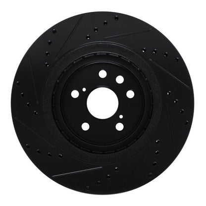 R1 Concepts R1 20-25 Lexus RX350 Front Right Drilled & Slotted Black Brake Rotor