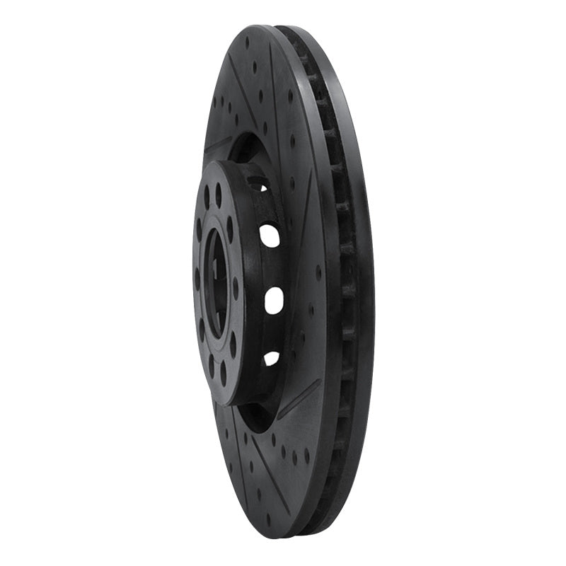 R1 Concepts R1 97-06 Audi A4 Quattro Front Right Drilled & Slotted Black Brake Rotor