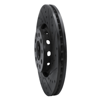 R1 Concepts R1 97-06 Audi A4 Quattro Front Right Drilled & Slotted Black Brake Rotor