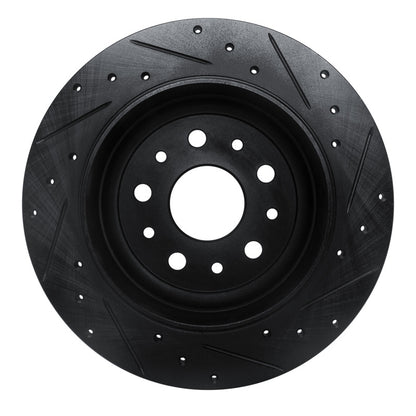 R1 Concepts R1 18-25 Jeep Wrangler Rear Left Drilled & Slotted Black Brake Rotor