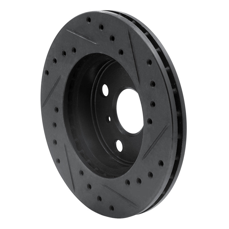 R1 Concepts R1 86-89 Toyota Celica Front Left Drilled & Slotted Black Brake Rotor