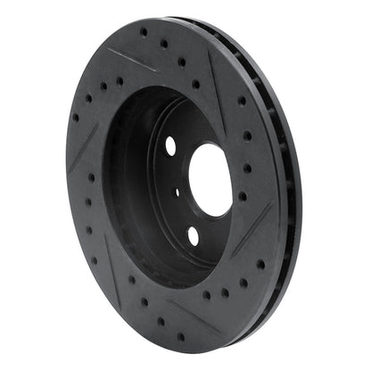 R1 Concepts R1 86-89 Toyota Celica Front Left Drilled & Slotted Black Brake Rotor
