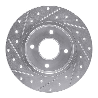 R1 Concepts R1 04-06 Nissan Sentra Rear Right Drilled & Slotted Silver Brake Rotor