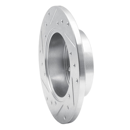 R1 Concepts R1 79-83 Honda Civic Sedan Front Right Drilled & Slotted Silver Brake Rotor