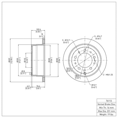 DFC 98-07 Lexus LX470 Rear Brake Rotor