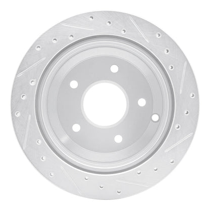 R1 Concepts R1 05-06 Pontiac GTO Rear Left Drilled & Slotted Silver Brake Rotor