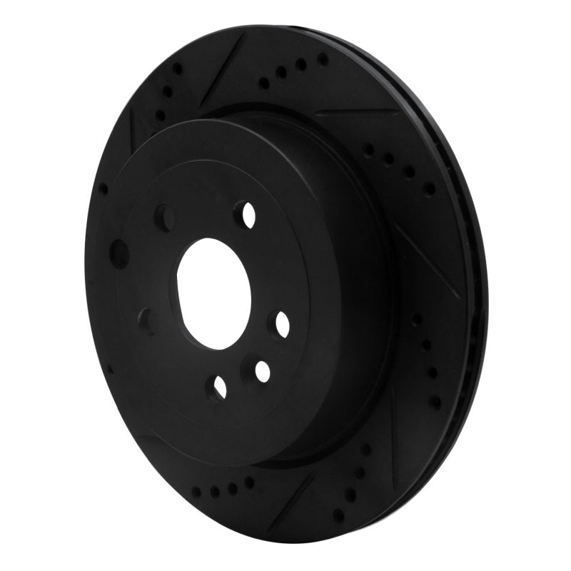 R1 Concepts R1 08-12 Land Rover LR2 Rear Left Drilled & Slotted Black Brake Rotor
