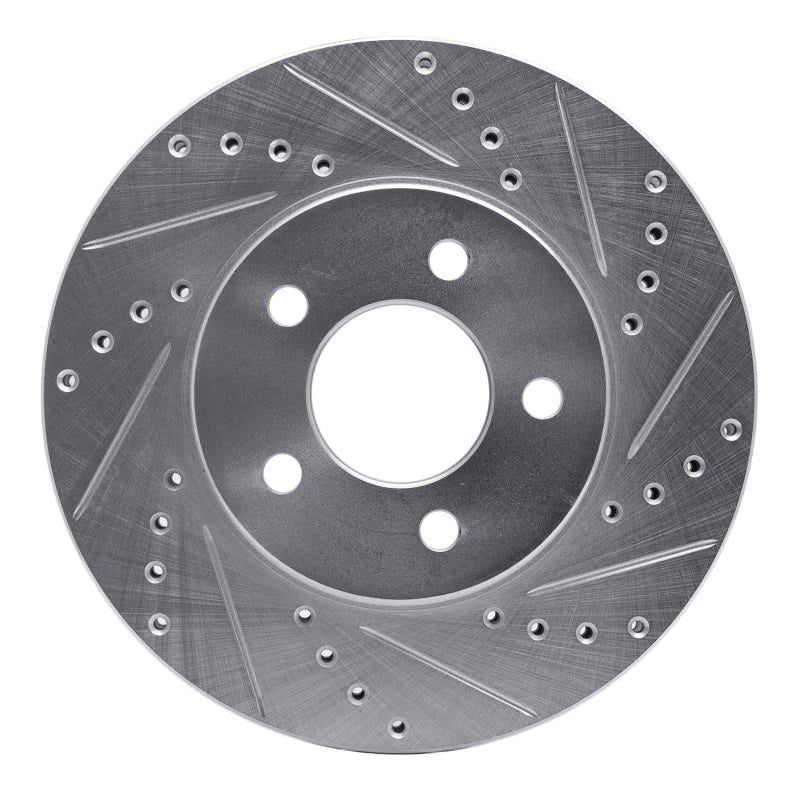 R1 Concepts R1 05-10 Ford Mustang Front Right Drilled & Slotted Silver Brake Rotor