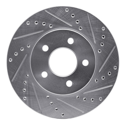 R1 Concepts R1 05-10 Ford Mustang Front Right Drilled & Slotted Silver Brake Rotor