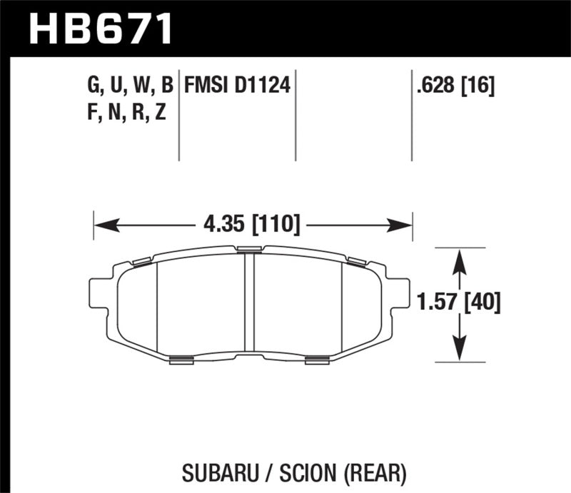 Hawk Performance Hawk 11+ Subaru Legacy GT Performance Ceramic Rear Street Brake Pads
