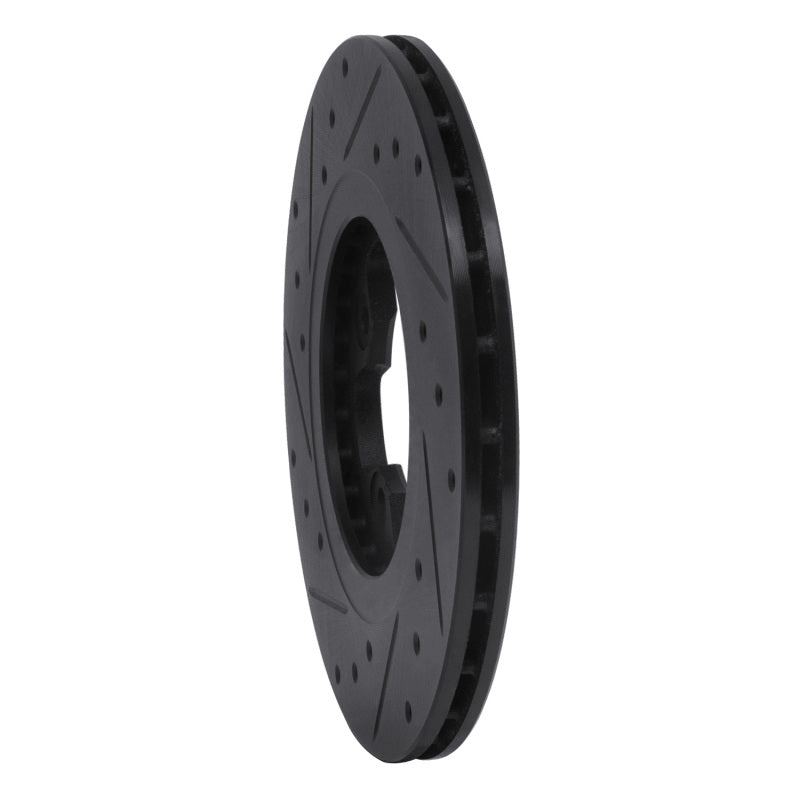 R1 Concepts R1 81-88 Nissan Maxima Front Right Drilled & Slotted Black Brake Rotor