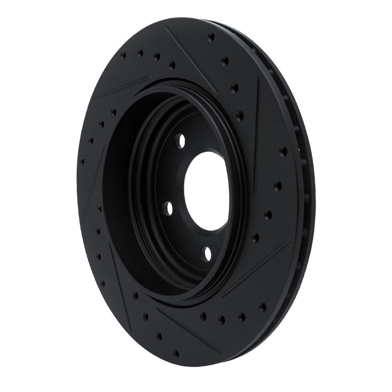 R1 Concepts R1 01-06 BMW 330CI Rear Left Drilled & Slotted Black Brake Rotor