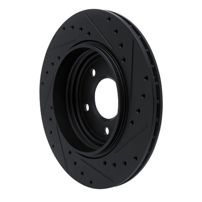 R1 Concepts R1 01-06 BMW 330CI Rear Left Drilled & Slotted Black Brake Rotor